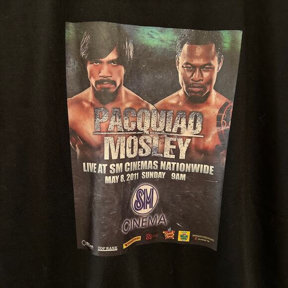 PACQUIAO AND MOSLEY Vintage Promo Boxing Match Shirt Sz L - Picture 2 of 3